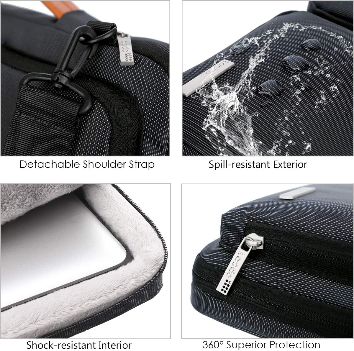 Lacdo 15.6 Inch 360&deg; Protective Laptop Messenger Shoulder Bag for 15.6" Acer Aspire 5, Lenovo Ideapad V145, Asus Vivobook 15, Msi Gl66, Hp Elitebook 850, Dell Inspiron Notebook Water Repellent, Black - Red image number 6