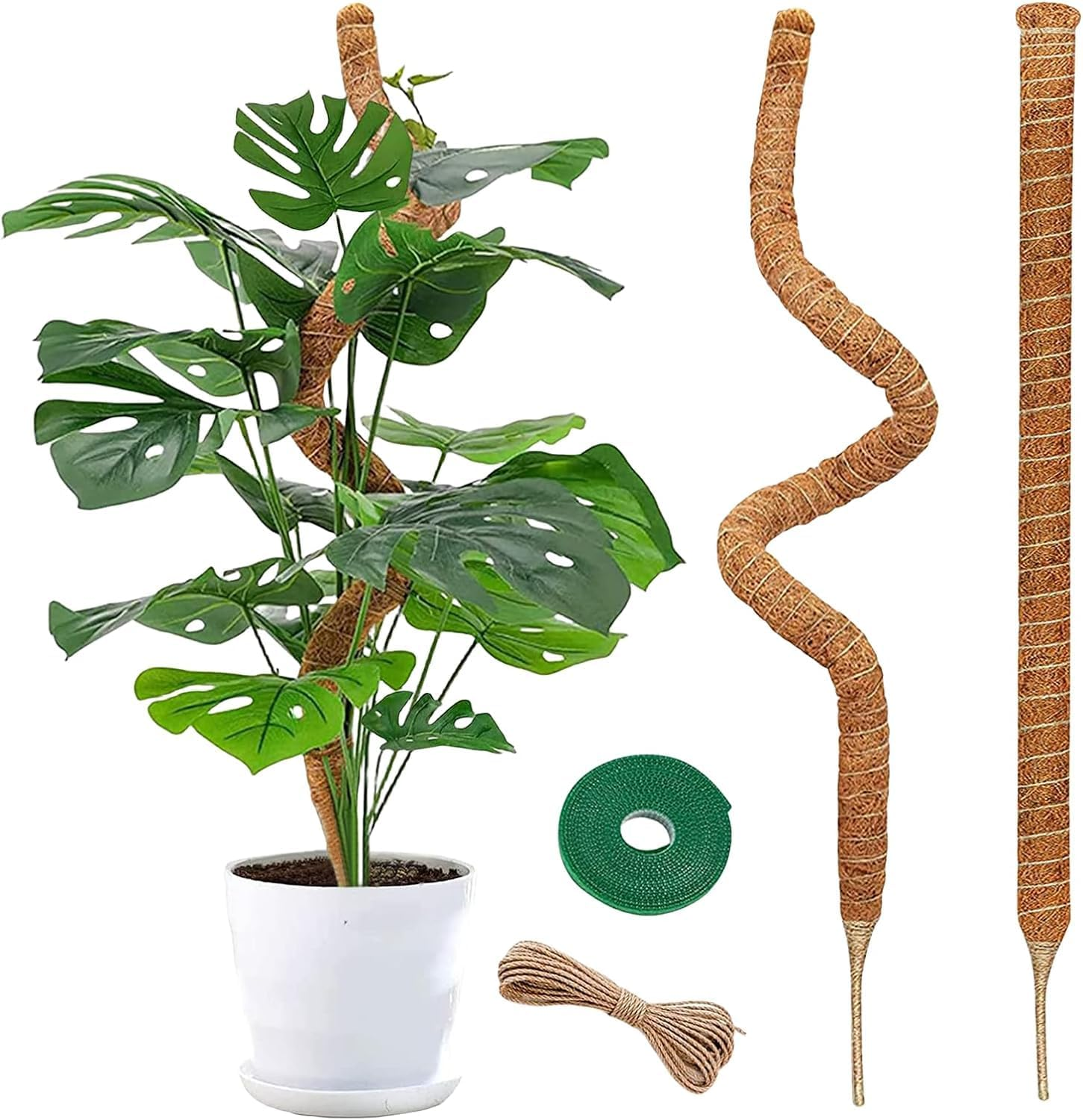 Plants Moss Pole Support, 2PCS 120Cm Bendable Vines Stakes, Flexible Ferns Climber Post, Customizable Coco Coir Rod Seedling Uphold for Monstera, Platycerium & Philodendrons Growth (120CM)
