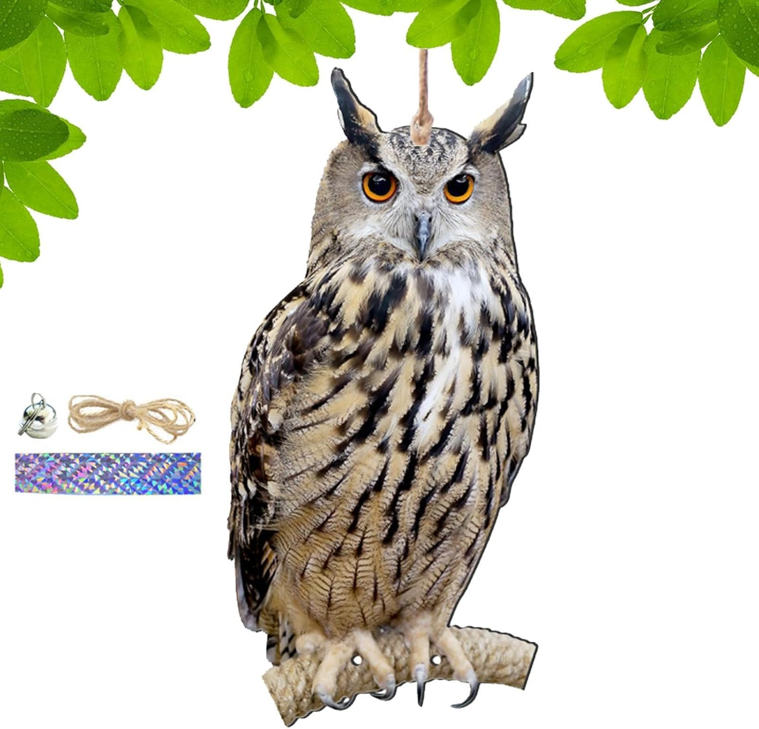 Fake Hawk, Pigeon Bird Scarers Kite for Trees Gardens, Bird Repellent1 Devices, Owl Decoy to Scare Birds Away, Garden Protector Decor Waterproof with Bell