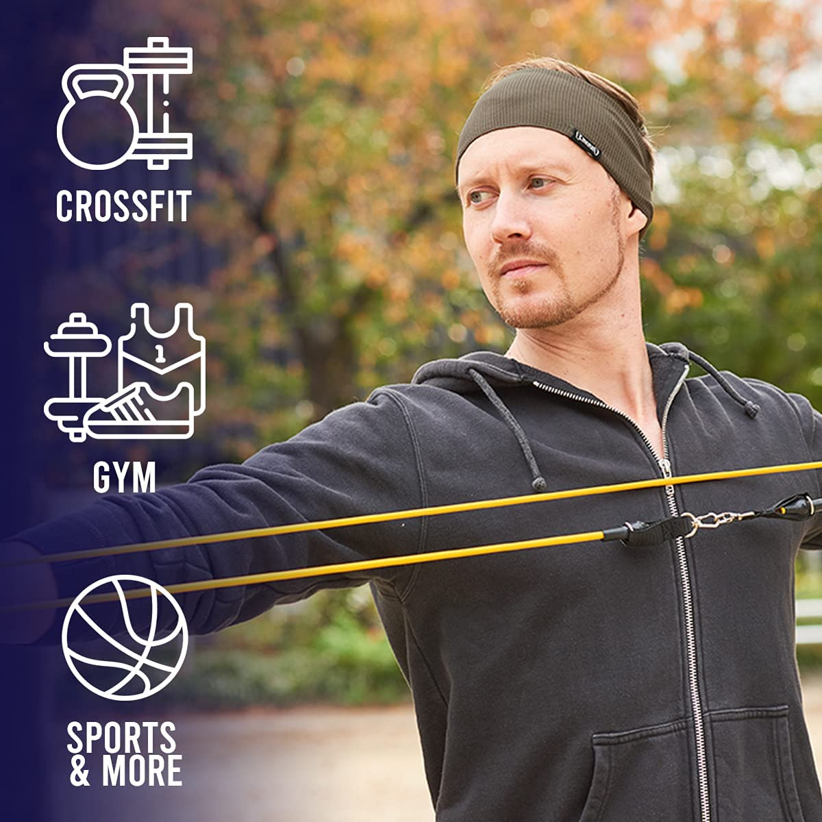 CHARM Sports Headband Mens Sweatband - Hairband Womens Yoga Crossfit Casualbox image number 3