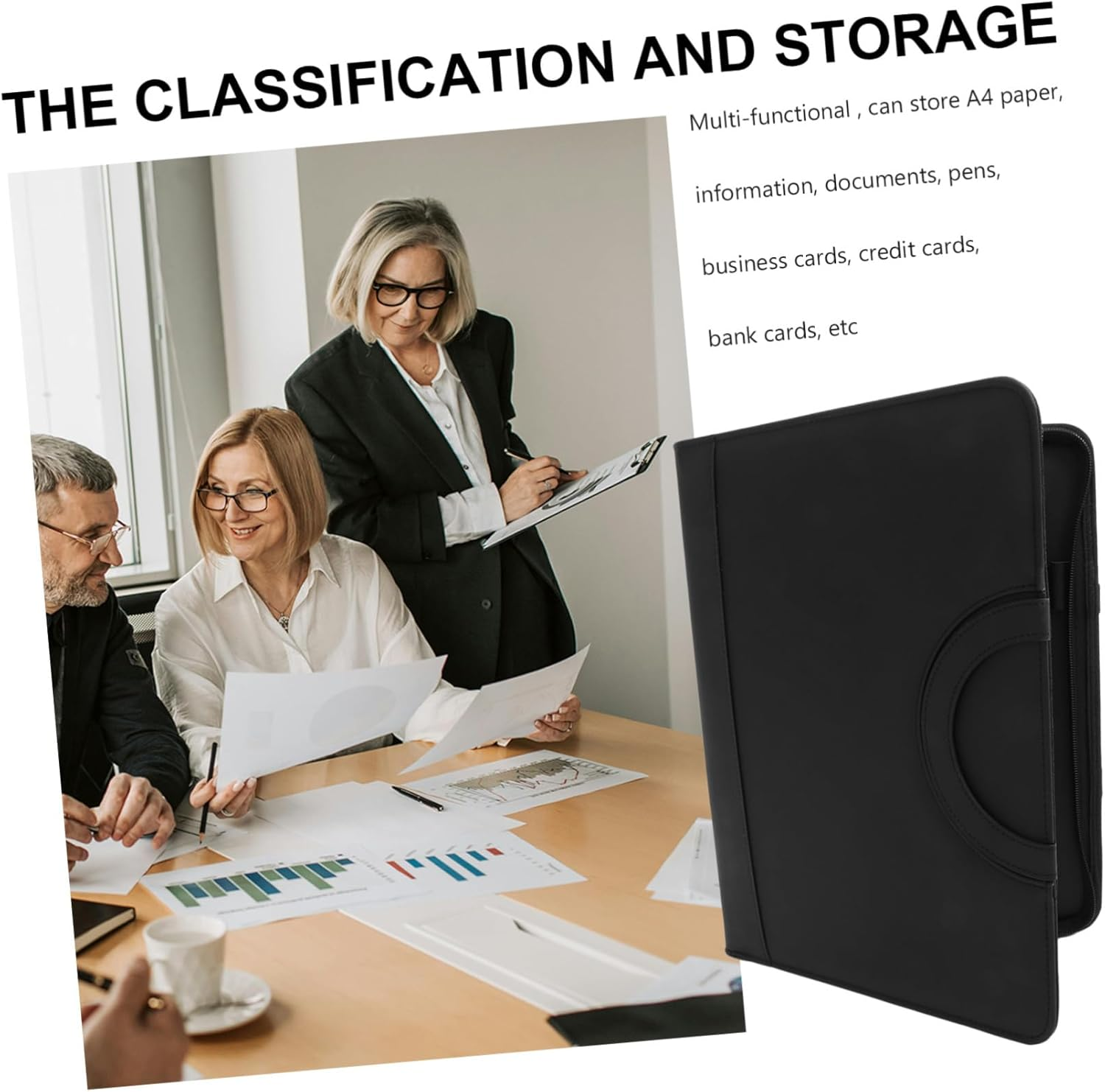 SECFOU Portable Zippered File Folder Organizer Multiple Compartments for Documents Magazines and Receipts Lightweight Storage Bag for Office School and Travel Use image number 1