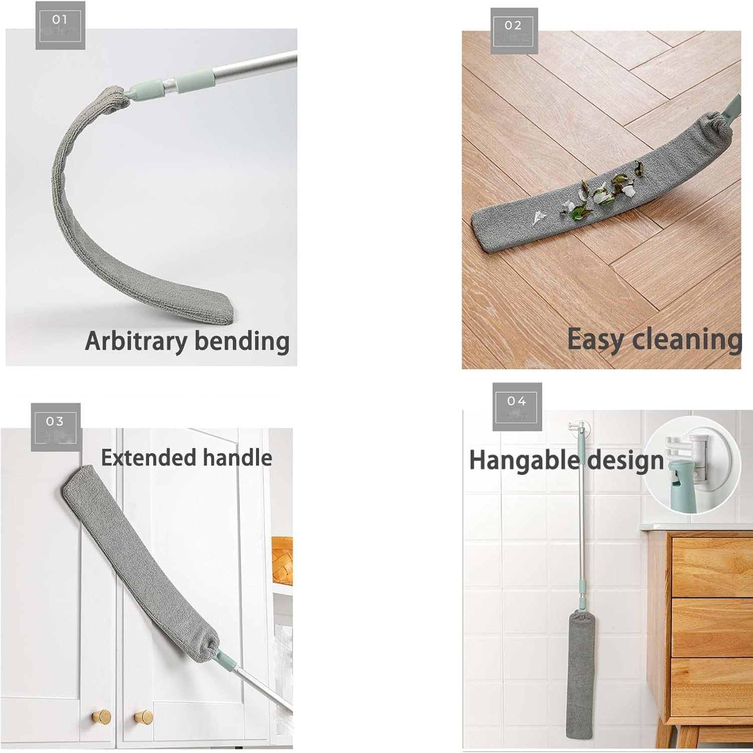Retractable Gap Dust Cleaning Artifact, 2025 Upgrade Flexible Bendable Head Retractable Gap Dust Cleaner Brus, Washable Dusting Wand for under Furniture and Blinds (1PCS) - 1Pcs image number 3