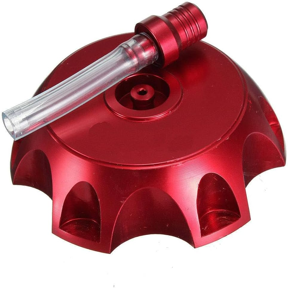TDR Red Gas Fuel Tank Cap with Breather for Dirt Pit Bike XR50 CRF50 CRF70 SSR Thumpstar, Aluminum Petrol Tank Vent Cap, Compatible with 4-Stroke Motorcycles