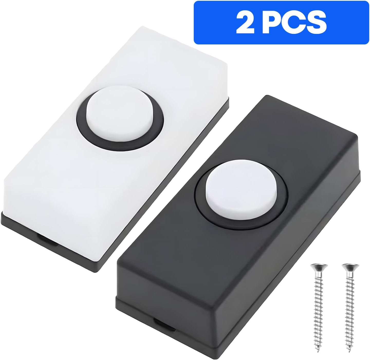 2 Pcs Universal Wired Doorbell - Garage Doorbell Button Chime Switch for Home, Garage, Office - Durable Replacement Button Doorbell (White & Black)