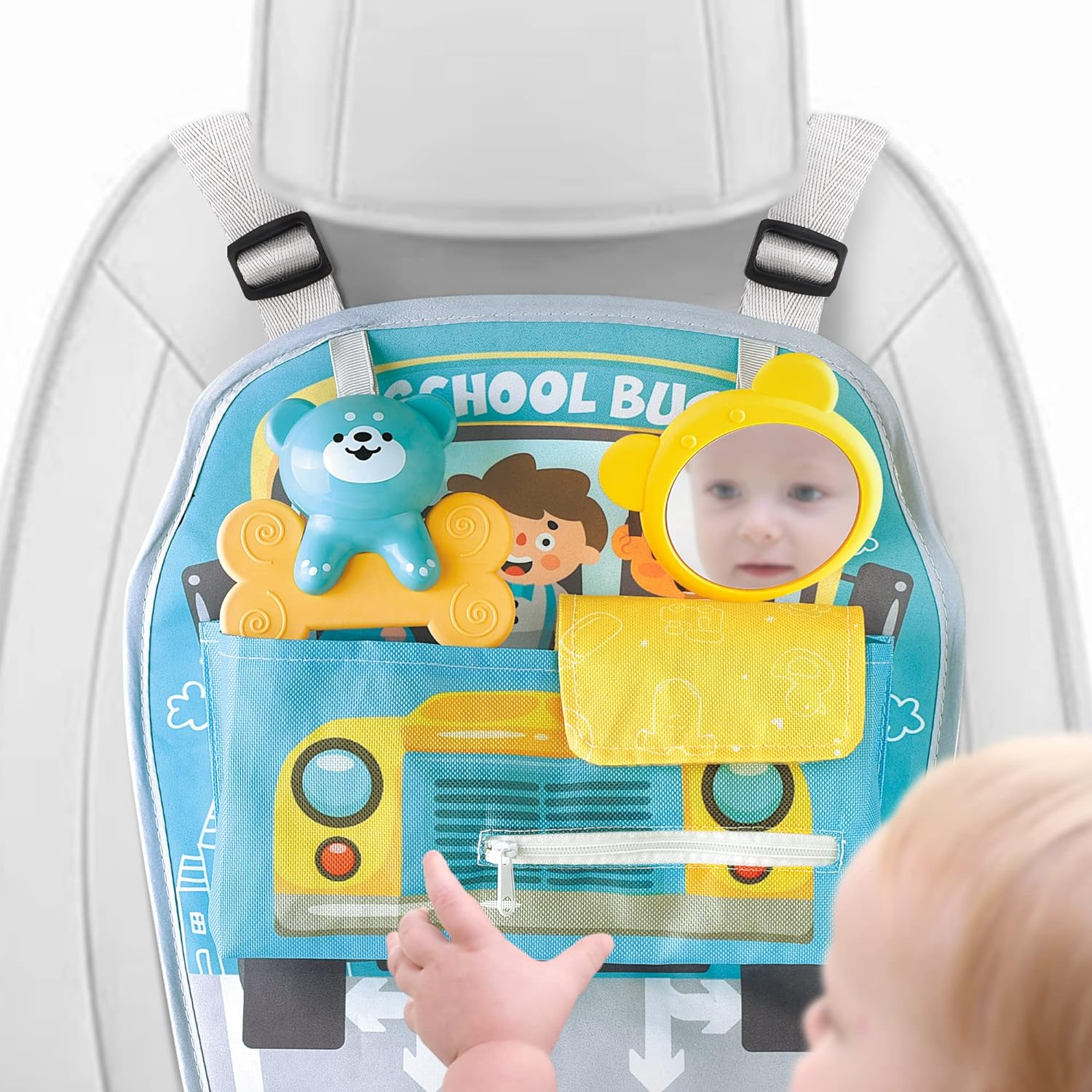 Baby Car Seat Toy Activity Center Toy with Steering Wheel Center for Long Journeys (Yellow) image number 3