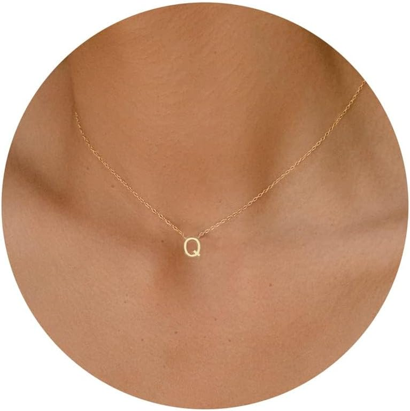 Gold Initial Necklace for Women Girls Dainty Choker Letter Necklace - Gold Initial B image number 5