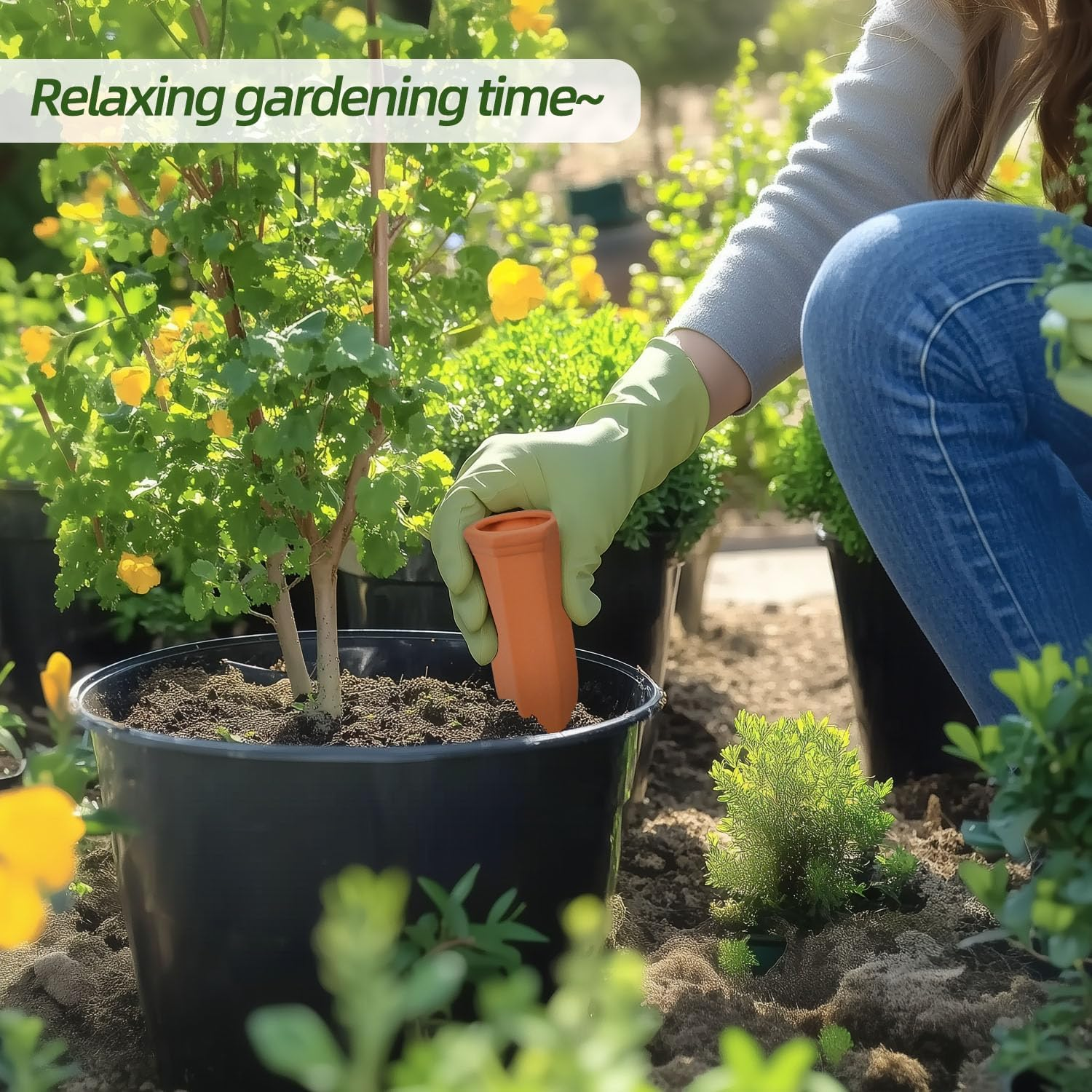 Self Watering Stakes Pack of 10, Terracotta Automatic Plant Watering Spikes for Indoor Outdoor Plants Wine Bottle Plant Watering Devices image number 1