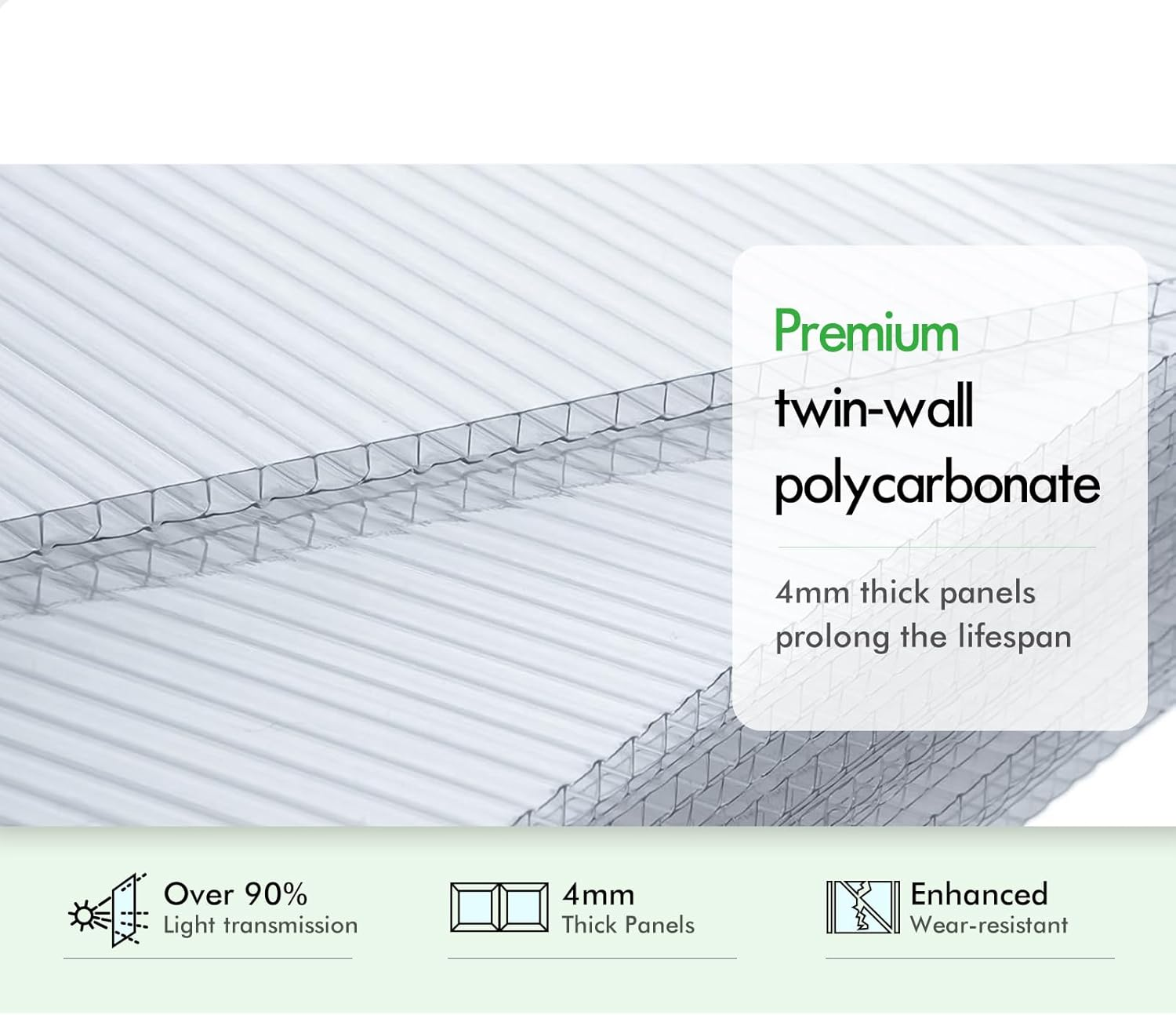 ALFORDSON Greenhouse Garden Shed Cover, Walk-In Tunnel Green House with Ventilation Windows, Aluminium Steel Frame Grow Tent for Gardening Plants Flowers, 3.8X2.4X2.1M image number 5