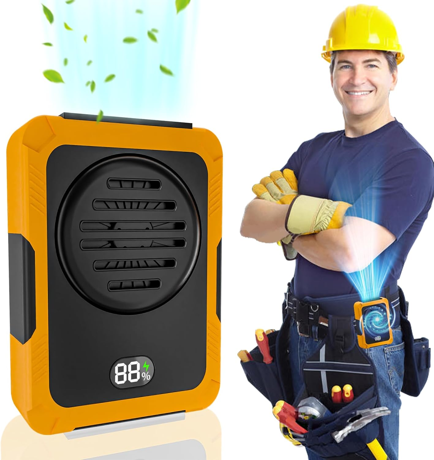 Blue Collar Breeze - Portable Waist Fan,New Waist Fan Clip on under Shirt Fan Portable Waist Fan for under Shirt Outdoor,Blue Collar Fan,3 Speeds, Clip-On Fan for Outdoor Use (Orange) image number 5