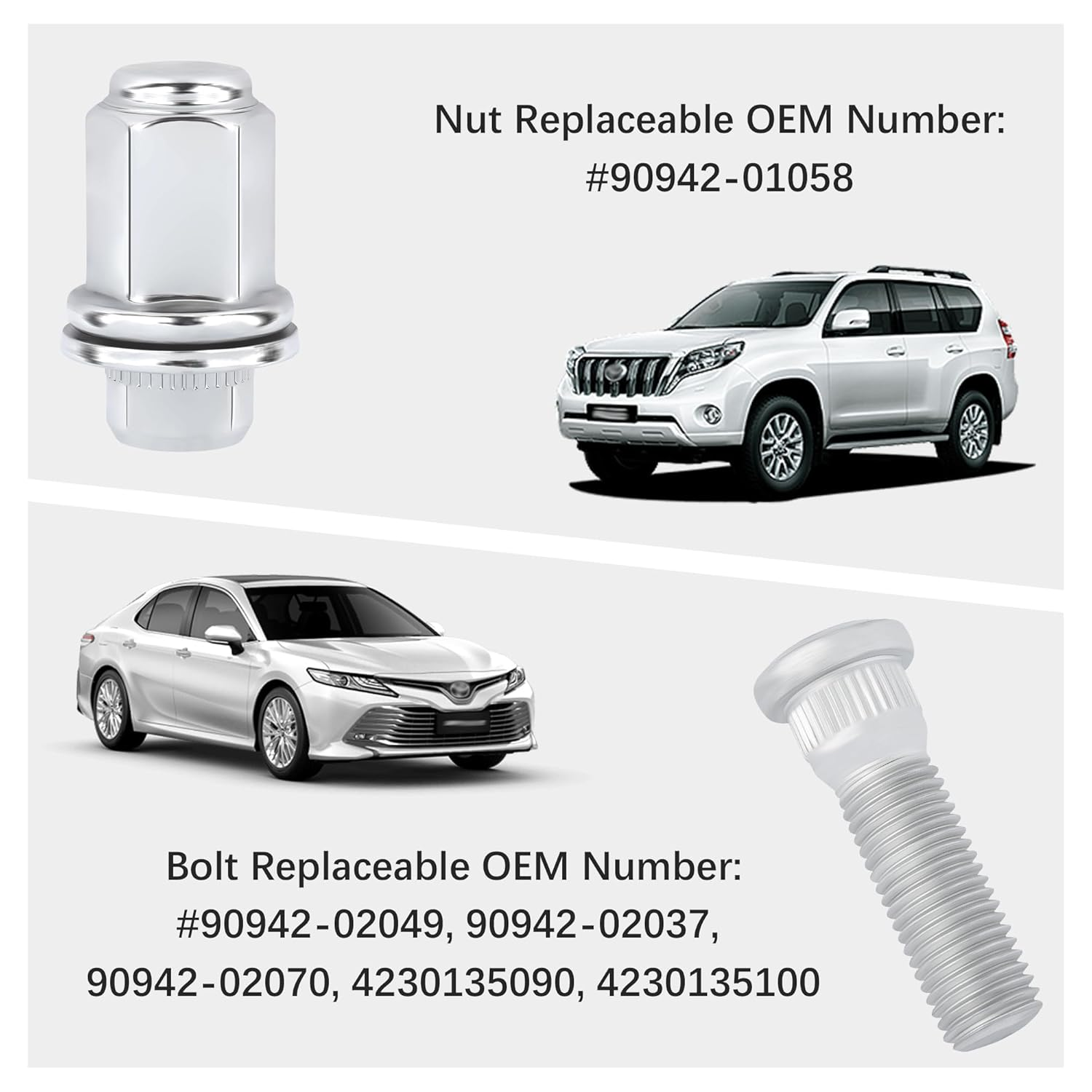 2Sets Wheel Studs and Lug Nuts Set Oem#4230135090,4230135100,M12X1.5 Tire Lug Nuts Compatible with Toyota Lexus Pontiac,Essential Car Accessories Lug Bolts for Secure Wheel Hubs(For Toyota) image number 6
