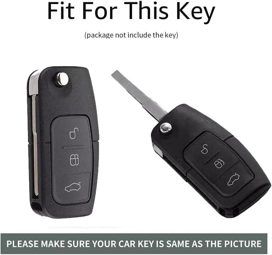 Ontto Alloy Car Key Fob Cover Fit for Ford Focus 2 MK2 Fiesta Mondeo Galaxy Falcon Territory Ecosport Kuga Escape B-Max C-Max Flip Key Case Keyring Smart Key Shell Holder Keychain Accessories Black B image number 4