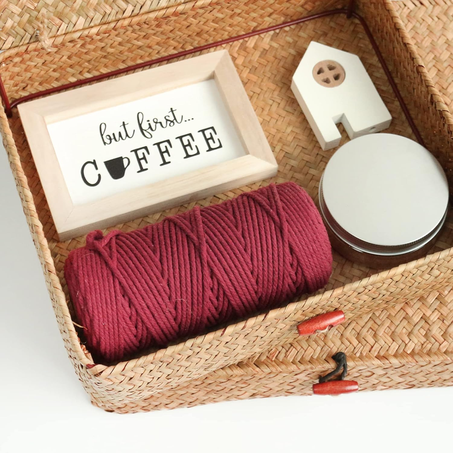 FEILANDUO Shelf Baskets with Lids Wicker Storage Baskets for Shelves Organizing Natural Seagrass Rattan Woven Organizer Boxes Boho Home Decor image number 6