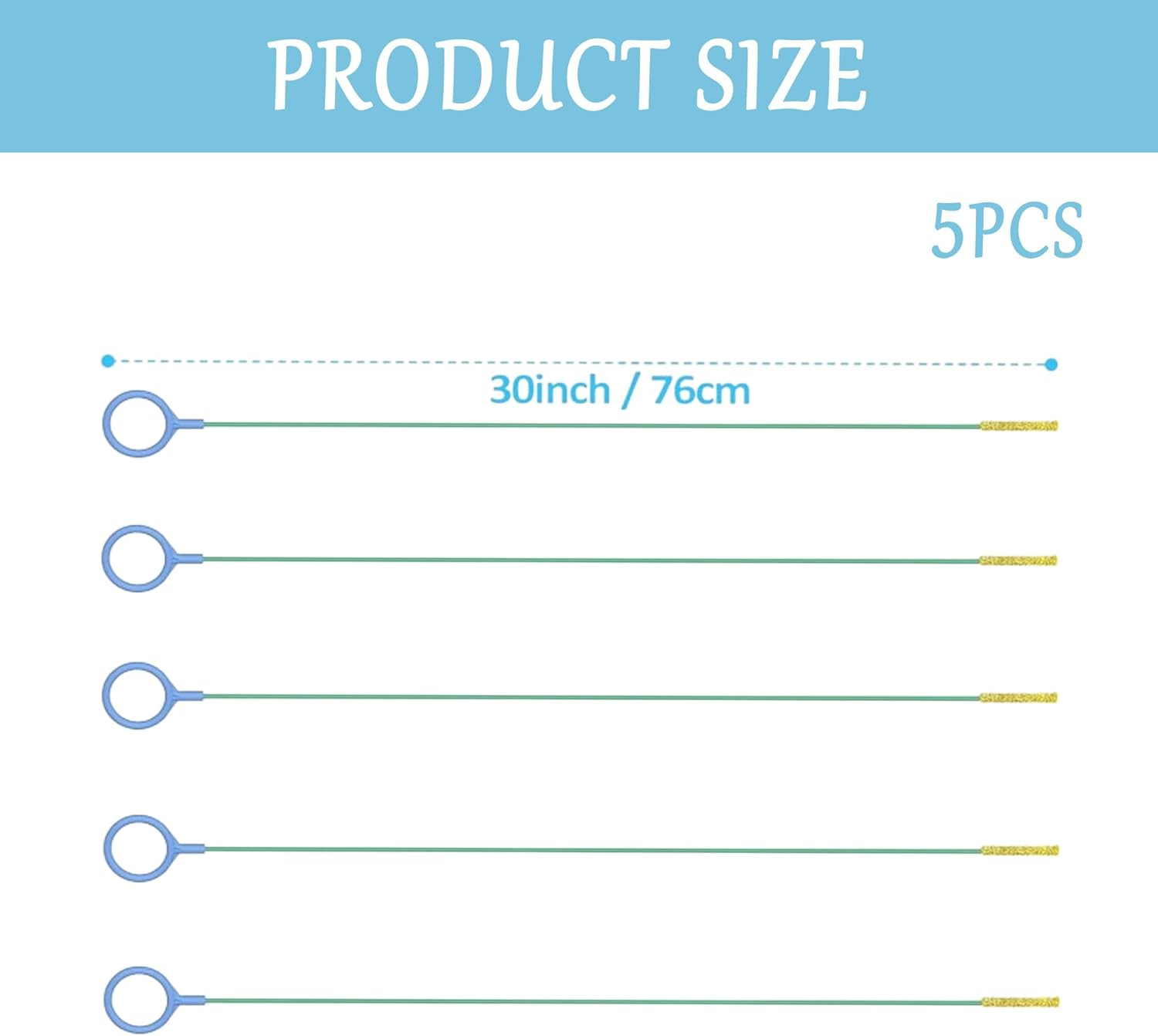 Drain Cleaner Spiral Pack of 5, Drain Spiral Sink Cleaning Hooks, Cleaning Spiral Drain Hair Clog Tool, Drain Clog Remover, for Sink Bathtub Sewers image number 3