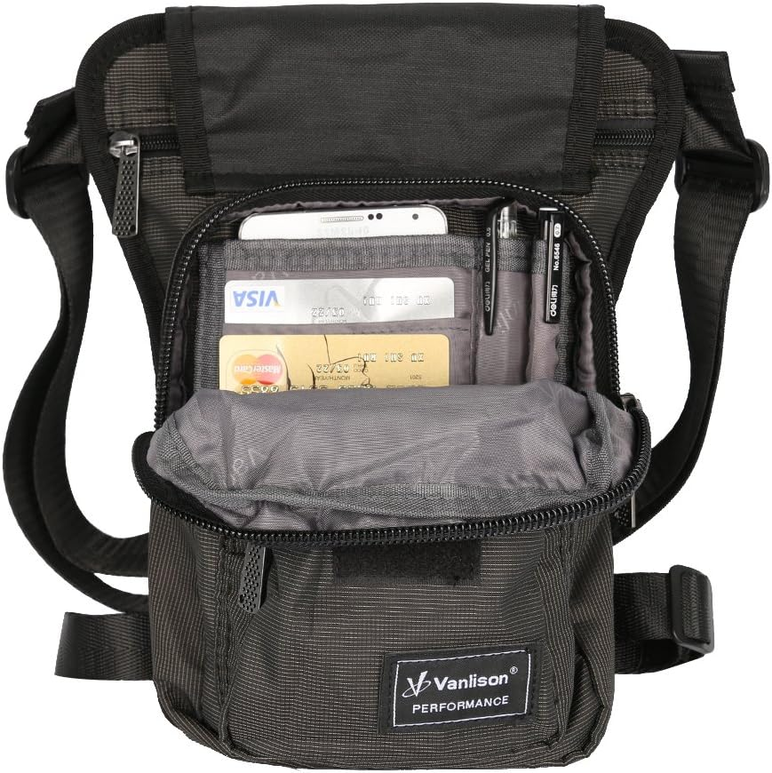 Vanlison Waterproof Airsoft Tactical Drop Leg Pouch Bag Panel Motorcycle Bag - A-Black image number 2