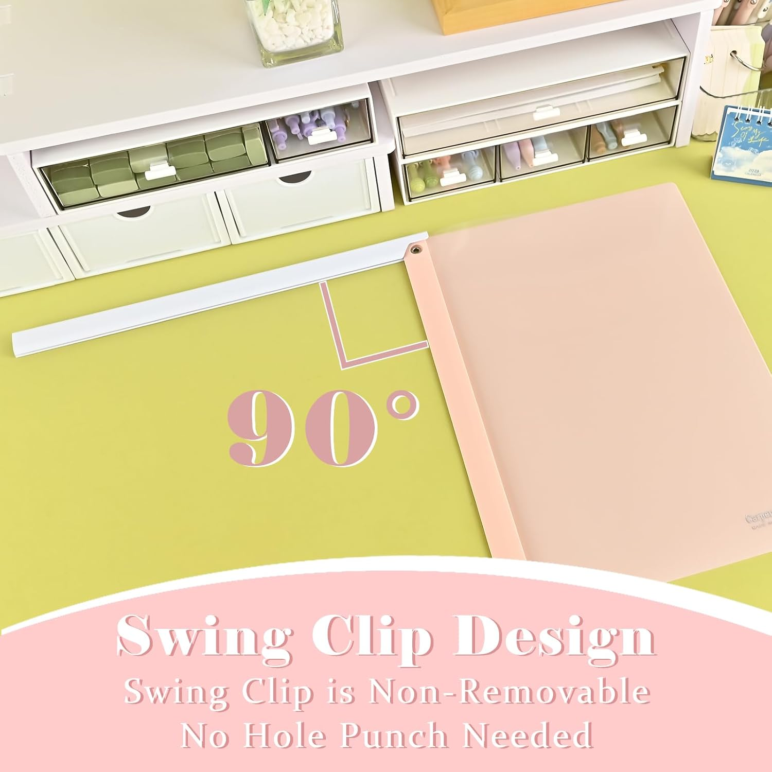 BAYTORY Clear Report Covers with Swing Clip, Plastic Folders for A4 and Letter Size Paper, 5 Pack Clear Front Presentation Binder for School Business, 40 Sheet Capacity/Pack (Morandi) - Morandi image number 4