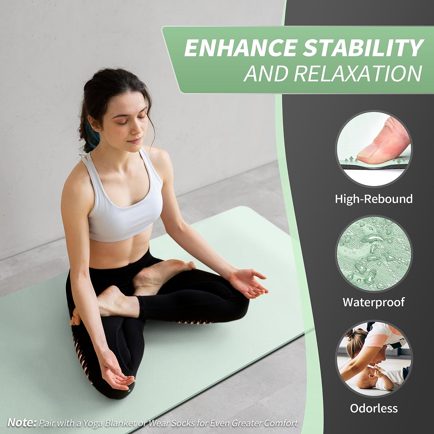 CAMBIVO Yoga Mat for Women Men Kids, 6Mm & 8Mm & 10Mm Thick, 72" Lx 24" W TPE Yoga Mats, Workout Mat with Carrying Strap for Yoga, Pilates and Floor Exercises image number 5