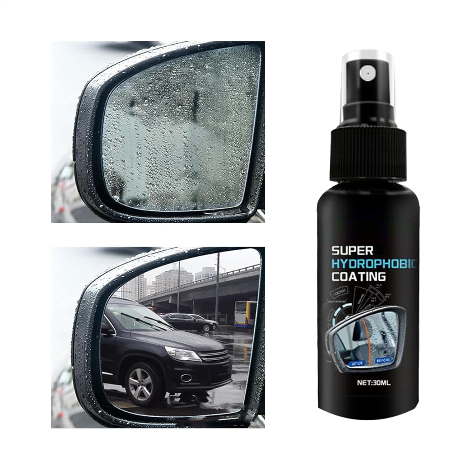 Car Glass Coating Spray,30Ml Automotive Glass Rainproof Coating Agent | Scratch-Resistant Auto Detailing Supplies for Driver Travel Commuting Daily Care Road Trip SUV image number 4