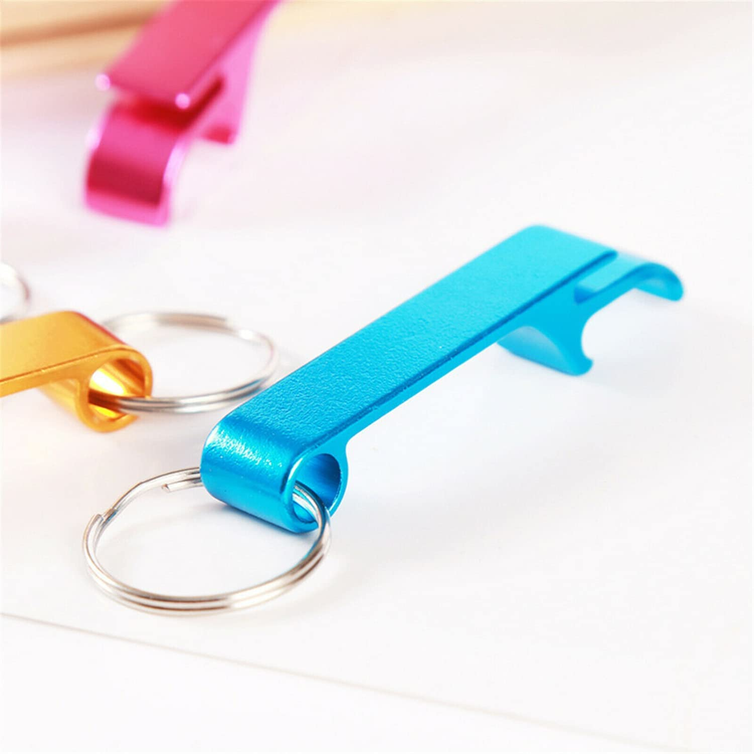 10Pcs Bottle Opener Keyring Metal Beer Bar Tool Keychain Gifts Random Colour image number 1