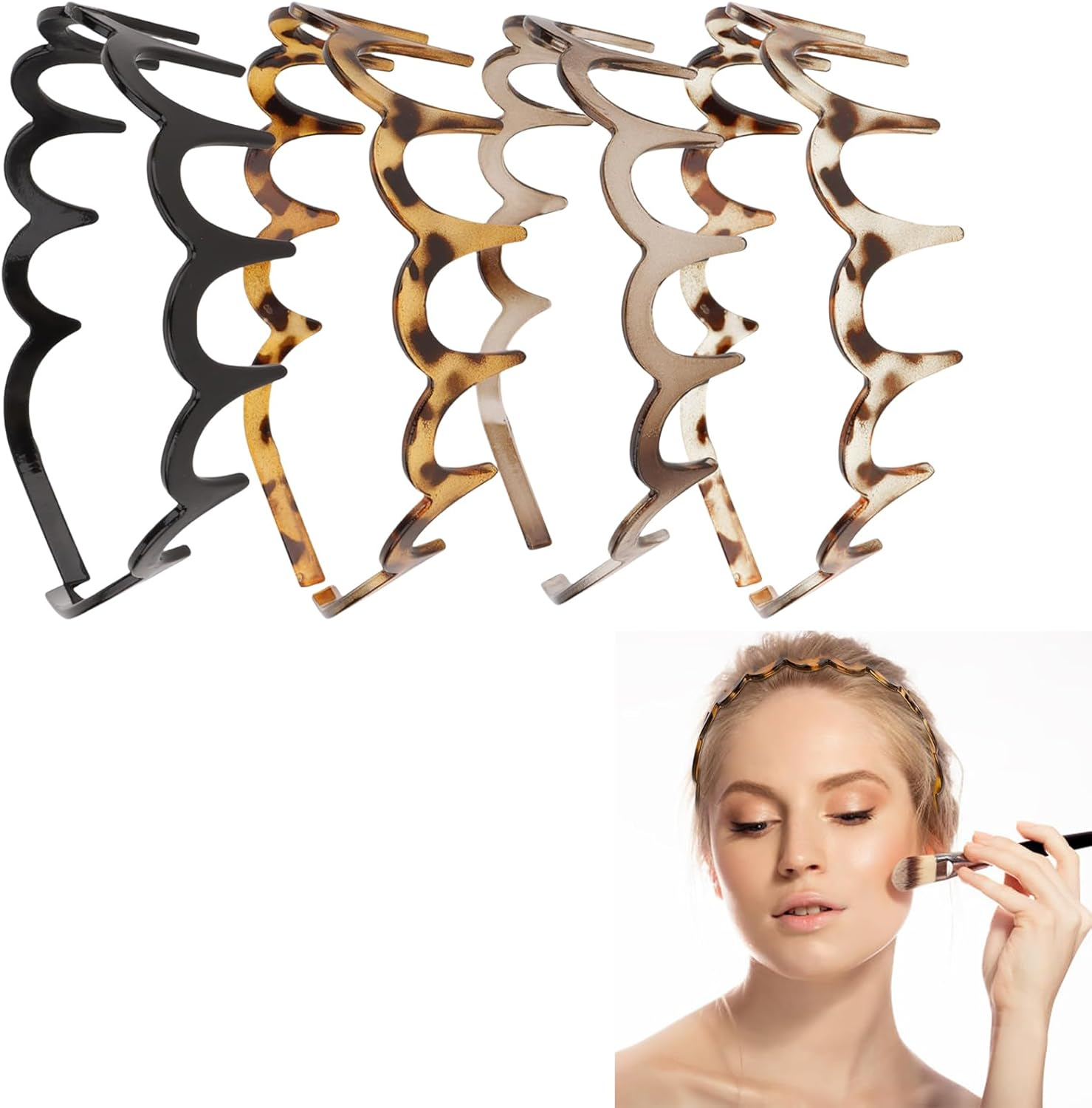 TELAIN 4-Pack Zigzag Headbands for Women, Girls and Men, Plastic Hair Clips with Teeth, Thin Zigzag Headbands, Non-Slip, Black Comb Hair Clips, Hair Accessories (Style 4) image number 5