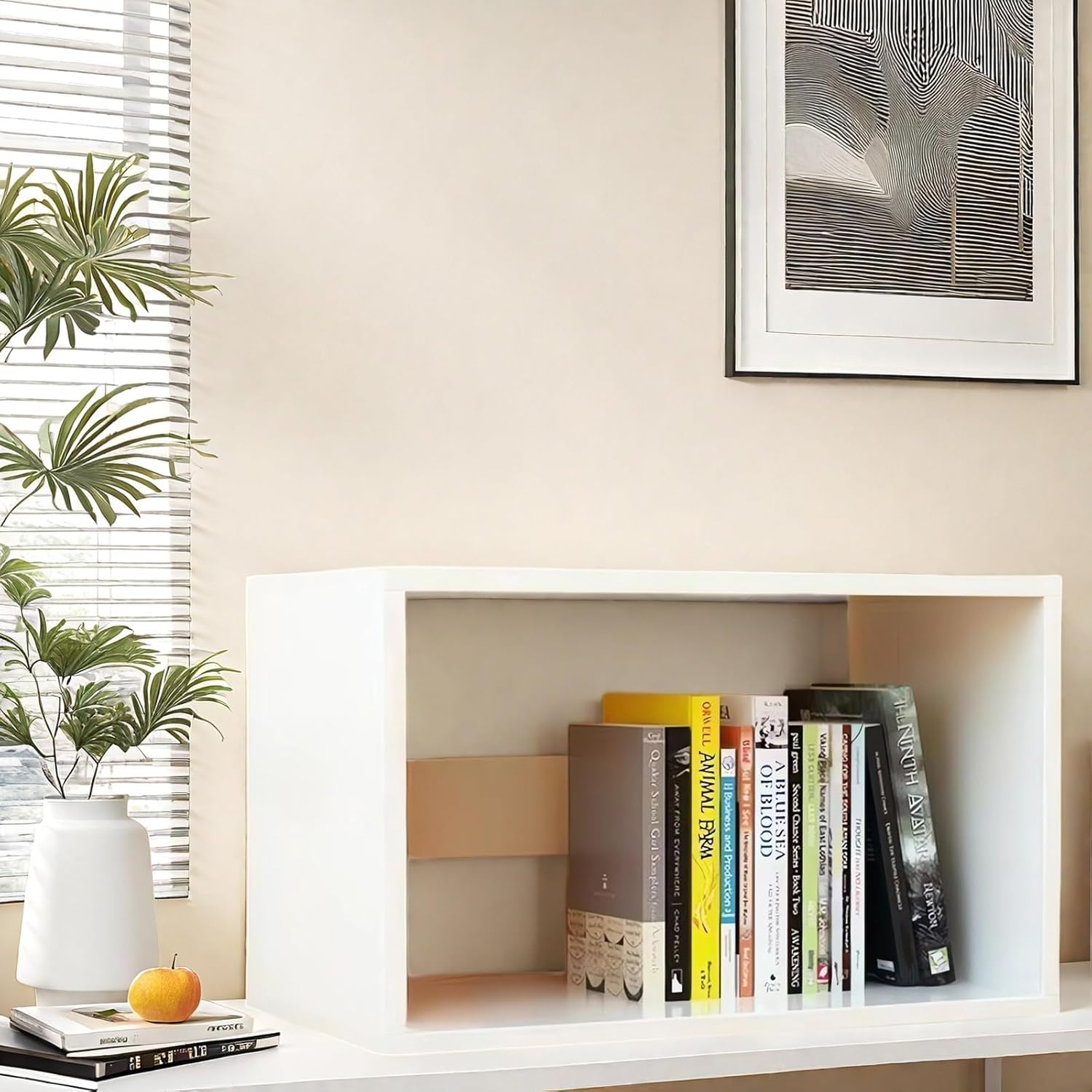 Modern Stackable Storage Cube Organiser, Bookshelf Display Unit, Bookcase A210 (White)