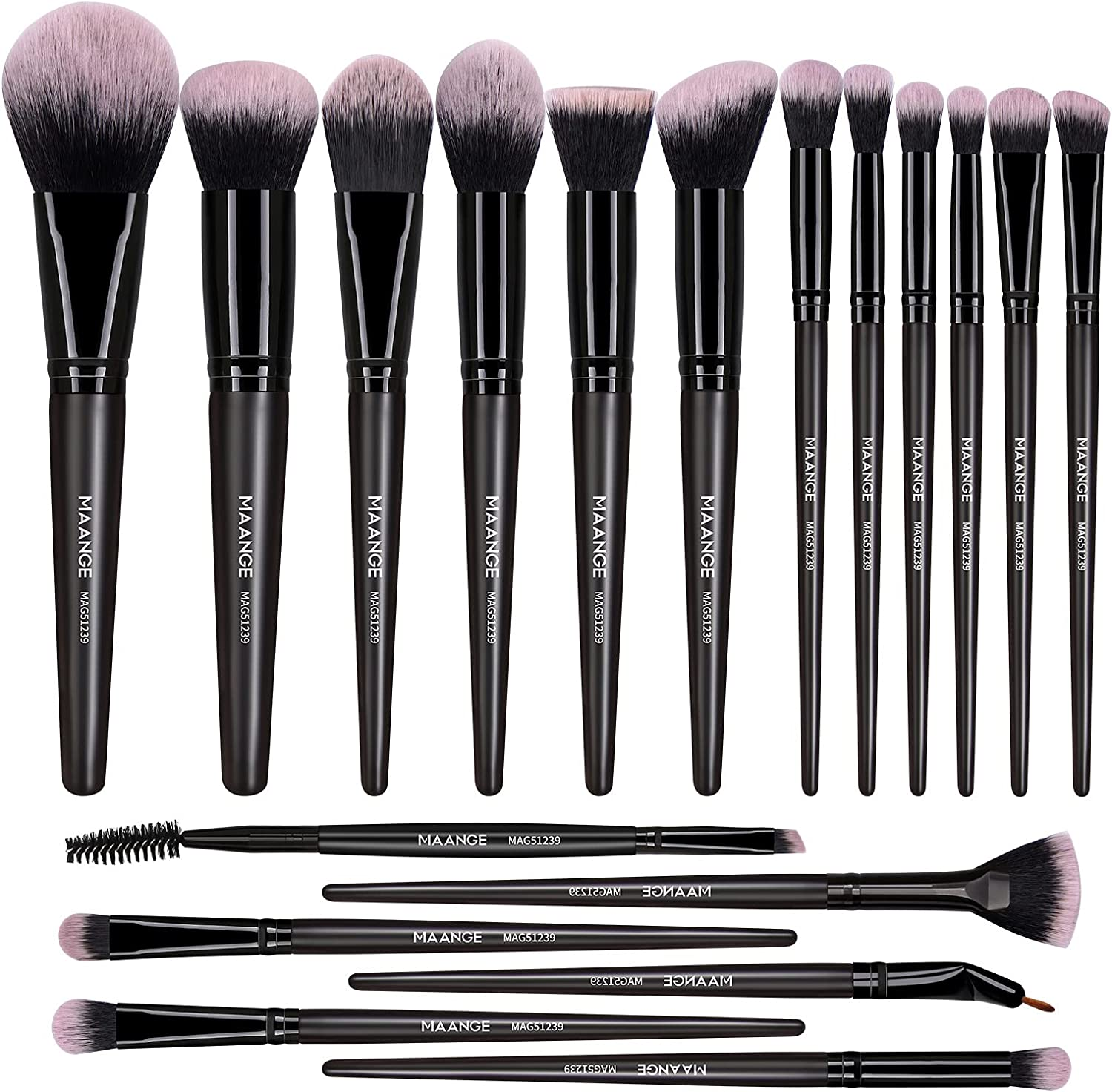 MAANGE Make up Brushes 18 Pcs Professional Makeup Brush Set Premium Synthetic Eyeshadow Blush Foundation Makeup Brushes Travel Kabuki Brushes Set image number 3