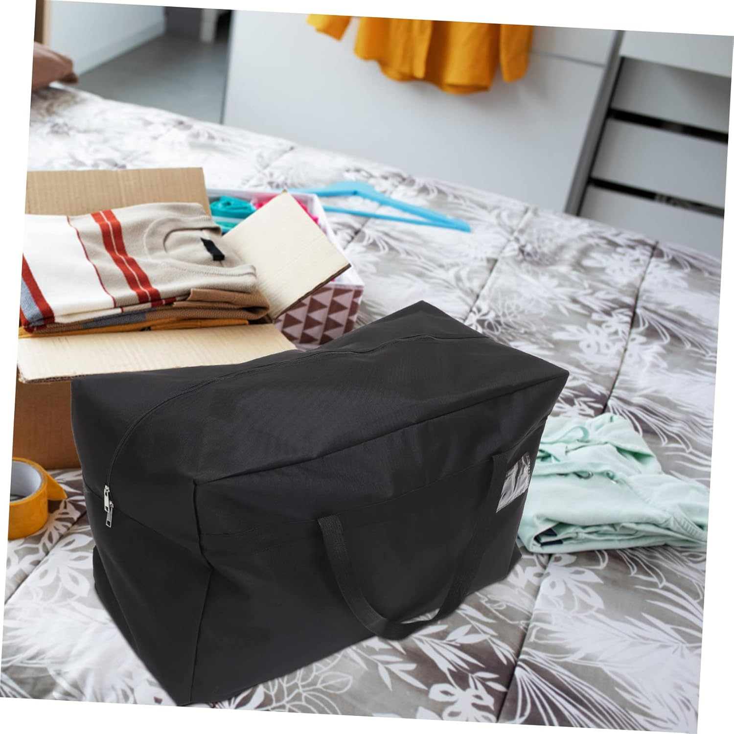 Hohopeti Oxford Cloth Luggage Bag Zipper Large Storage Bag for Men Travel Comforter Blanket Storage image number 3