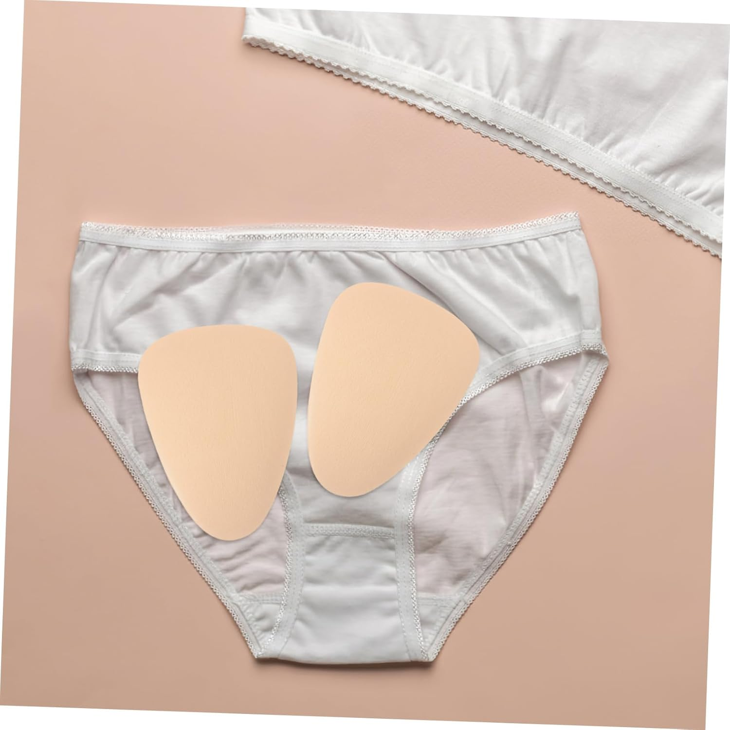 2Pcs Women Private Chinlon Underwear Pad Hiding Insert Panty Supplies Replacement Swim Private Pads Comfortable Soft Cover for Female Intimate Areas Beige image number 1