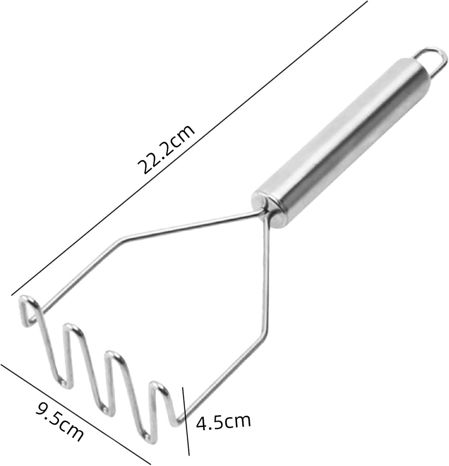 MIZOXY Stainless Steel Potato Masher - Heavy Duty Metal Ricer with Mirror Polish, Dishwasher Safe - Versatile Kitchen Tool for Mashing Potatoes, Avocados, Beans, and More - Easy to Clean and Use image number 1