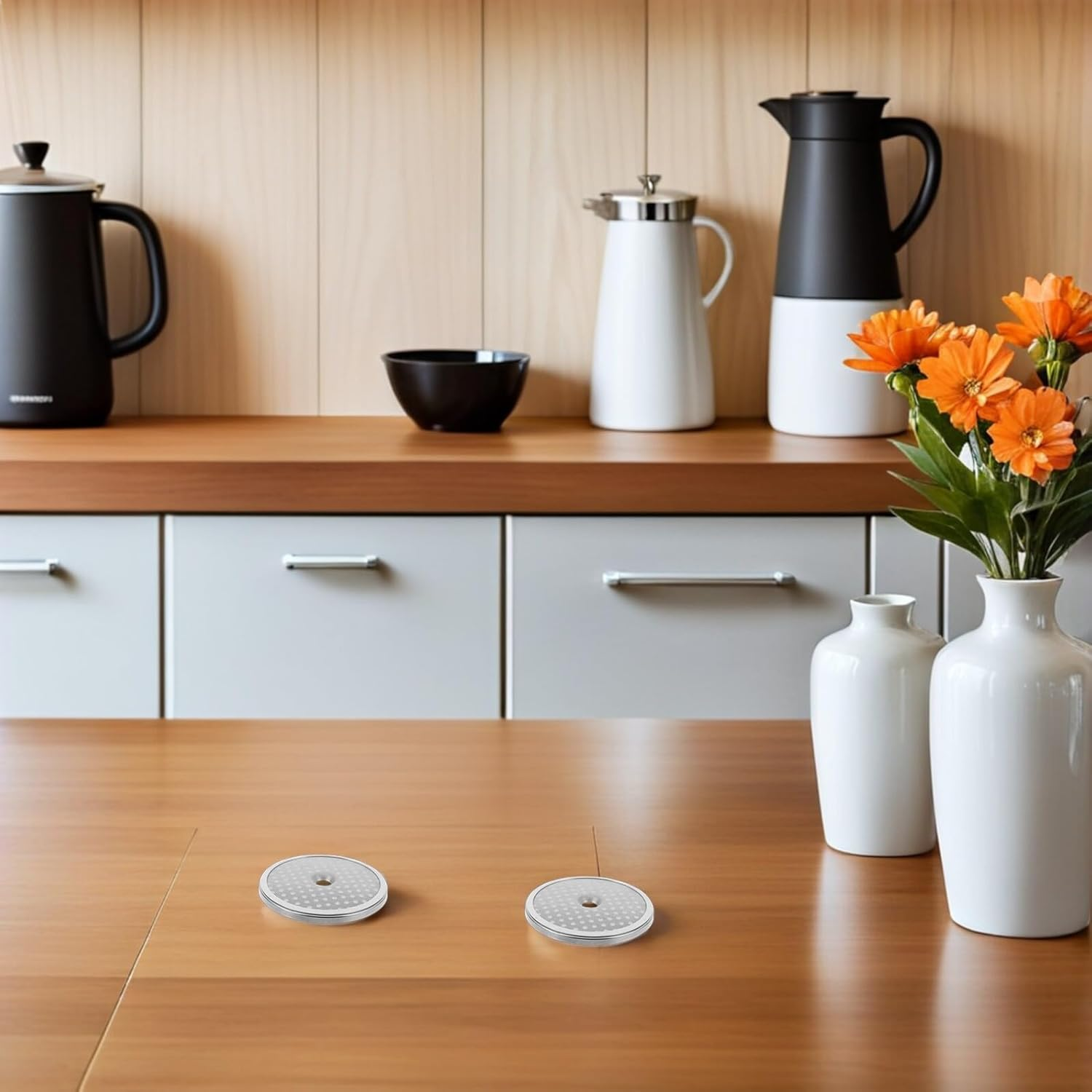 SEWOART 2Pcs Stainless Steel Espresso Puck Screen for Portafilter Reusable Coffee Filter Mesh Disks with Double Water Diffusion Design Filter Basket for Espresso Machines Easy to Clean image number 1