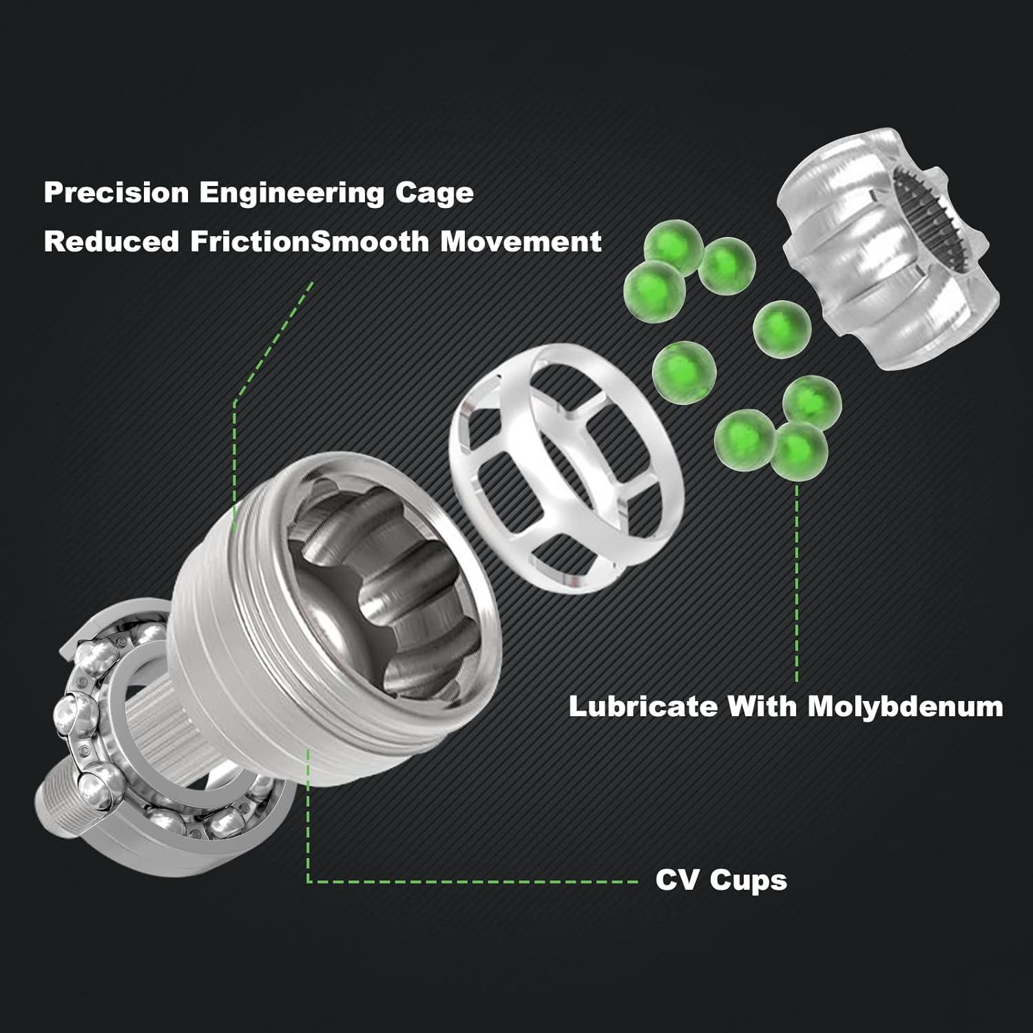 Chabushi Front CV Axle Shaft & Wheel Bearing Kit for Polaris Sportsman 400 500, Magnum 325 2000-2002, Big Boss 500 6X6 1998 1999, Xpedition 325 2000-2002 Left or Right image number 4