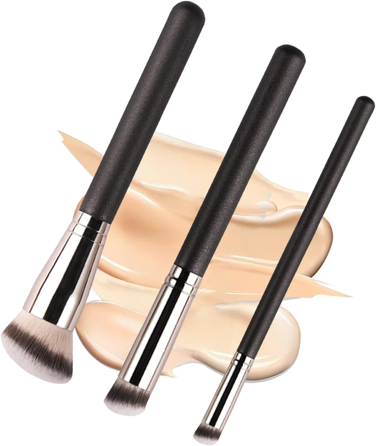 Hrenvaxil 3Pcs Makeup Brush Set, Slanted Foundation Brush & Angled Concealer Brush for Cream & Powder - Perfect for Liquid, Foundation, Concealer, Buffing, Stippling & Blending image number 2