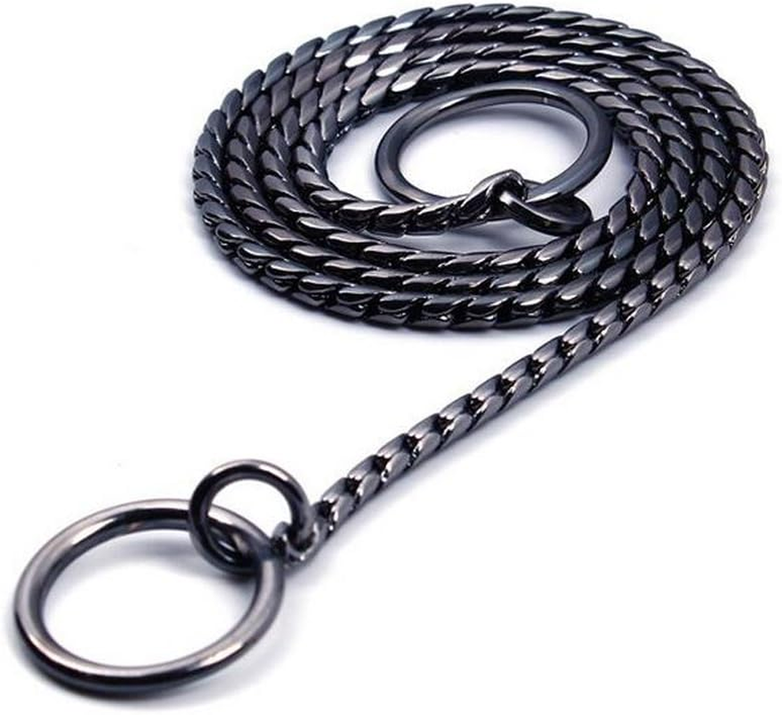 SGODA Black Dog Chain Collar Choke Pet Training Snake Collar with Heavy Links, 22 In, 4 Mm