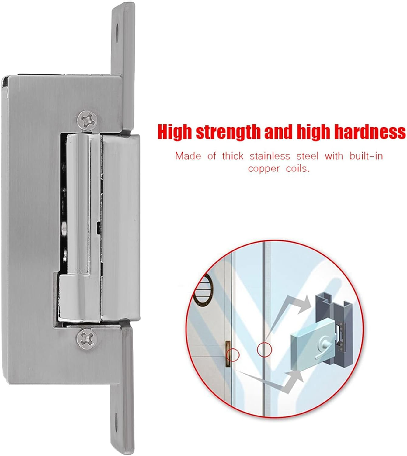 Electric Strike Door Lock, Adjustable Narrow Type Lock with Double Unlock Mode, Access Control, Embedded Installation, for Home Office Building image number 3