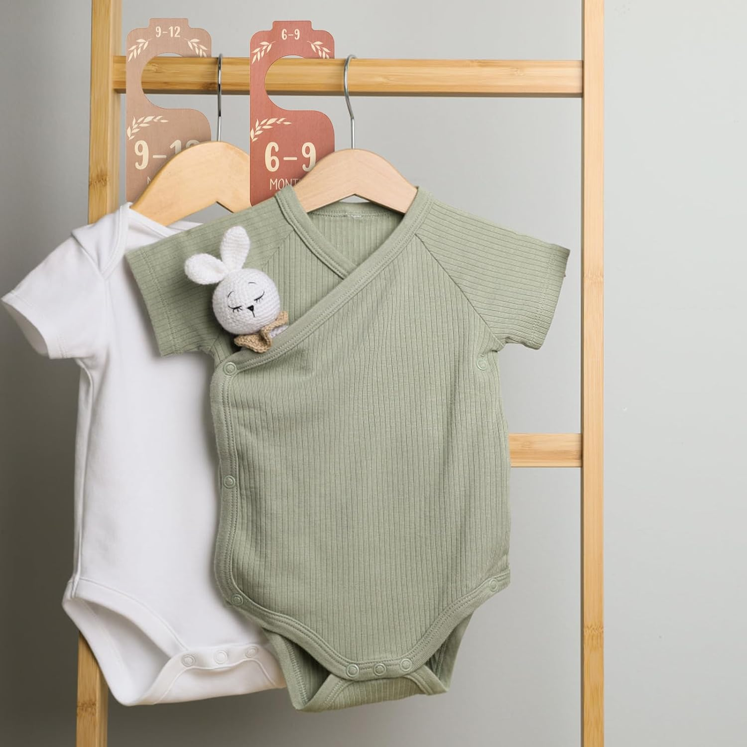 8Pcs Baby Closet Dividers for Clothing Organizer, Double-Sided Baby Wardrobe Divider Multi-Color Wooden Clothes Size Classification Hanger from Newborn to 24 Months Nursery Decor image number 2