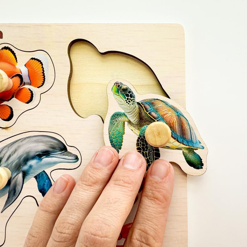 QUOKKA Wooden Puzzles for Toddlers 1-3 &ndash; 4 Set Pegged Puzzles for Kids Ages 2-4 &ndash; Animal and Birds Learning Toy for Kids &ndash; Gift Realistic Educational Game for Boy and Girl - 8 Set image number 6