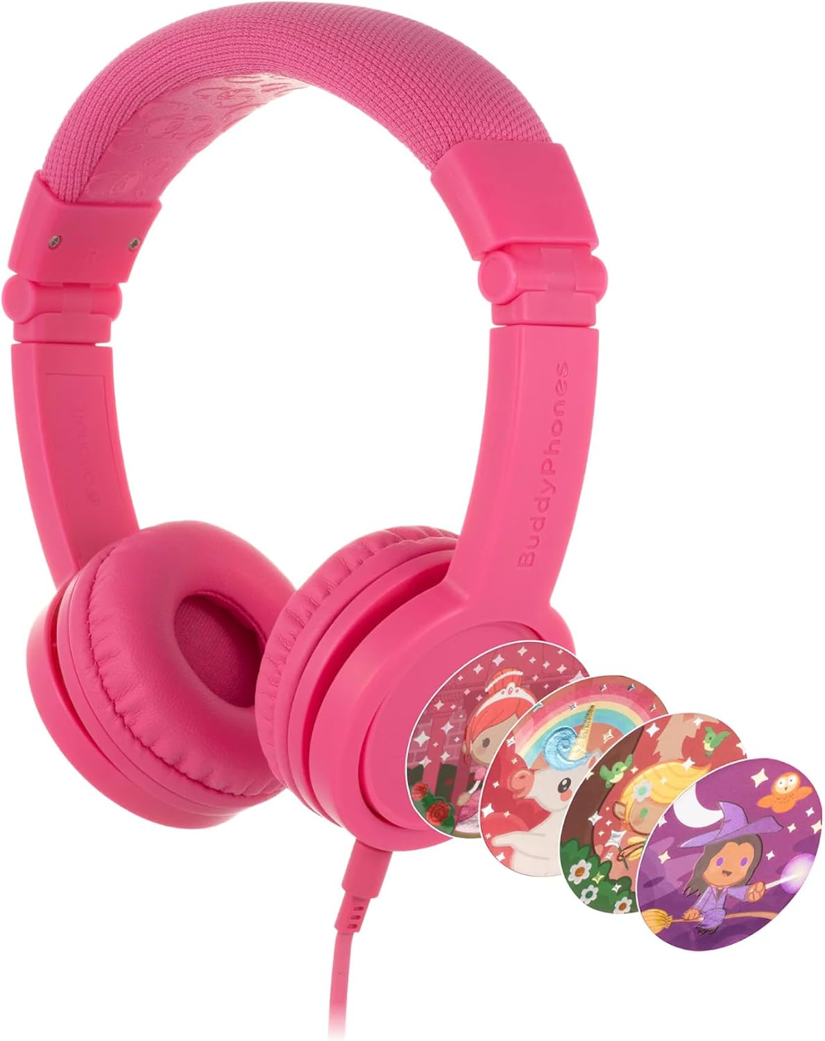 Buddyphones Explore+, Volume-Limiting Kids Headphones, Foldable and Durable, Built-In Audio Sharing Cable with In-Line Mic, Best for Kindle, Ipad, Iphone and Android Devices (Rose Pink) image number 3