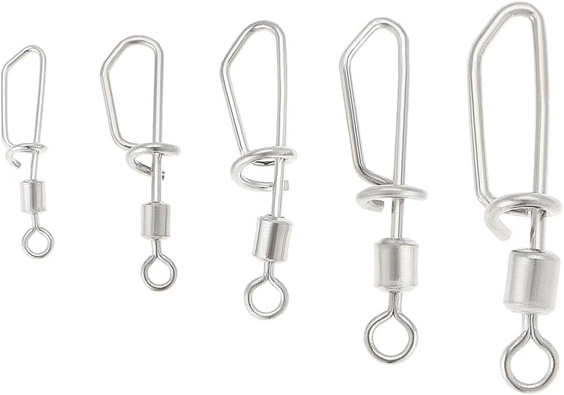 THJOPOKEEL 50Pcs Fishing Swivels Snaps 2# 4# 6# 8# 10# Ball Bearing Swivel Copper Stainless Steel Alloy Snap Swivel Fishing Swivels Snaps Lure T Shaped Swivel Line Connector image number 5