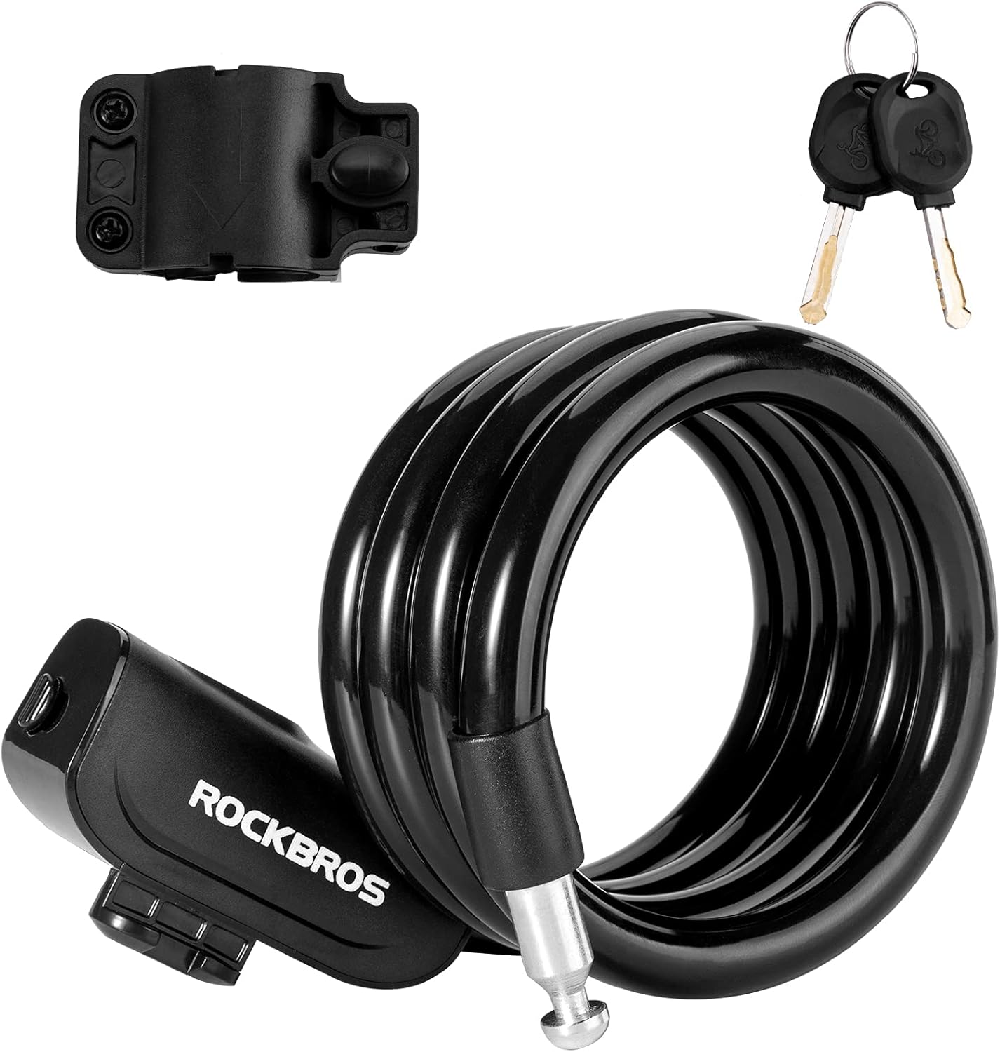 ROCKBROS Bike Lock Cable 4 Feet Bicycle Cable Lock with Mounting Bracket 2 Secure Keys 1/2 Inch Diameter image number 6