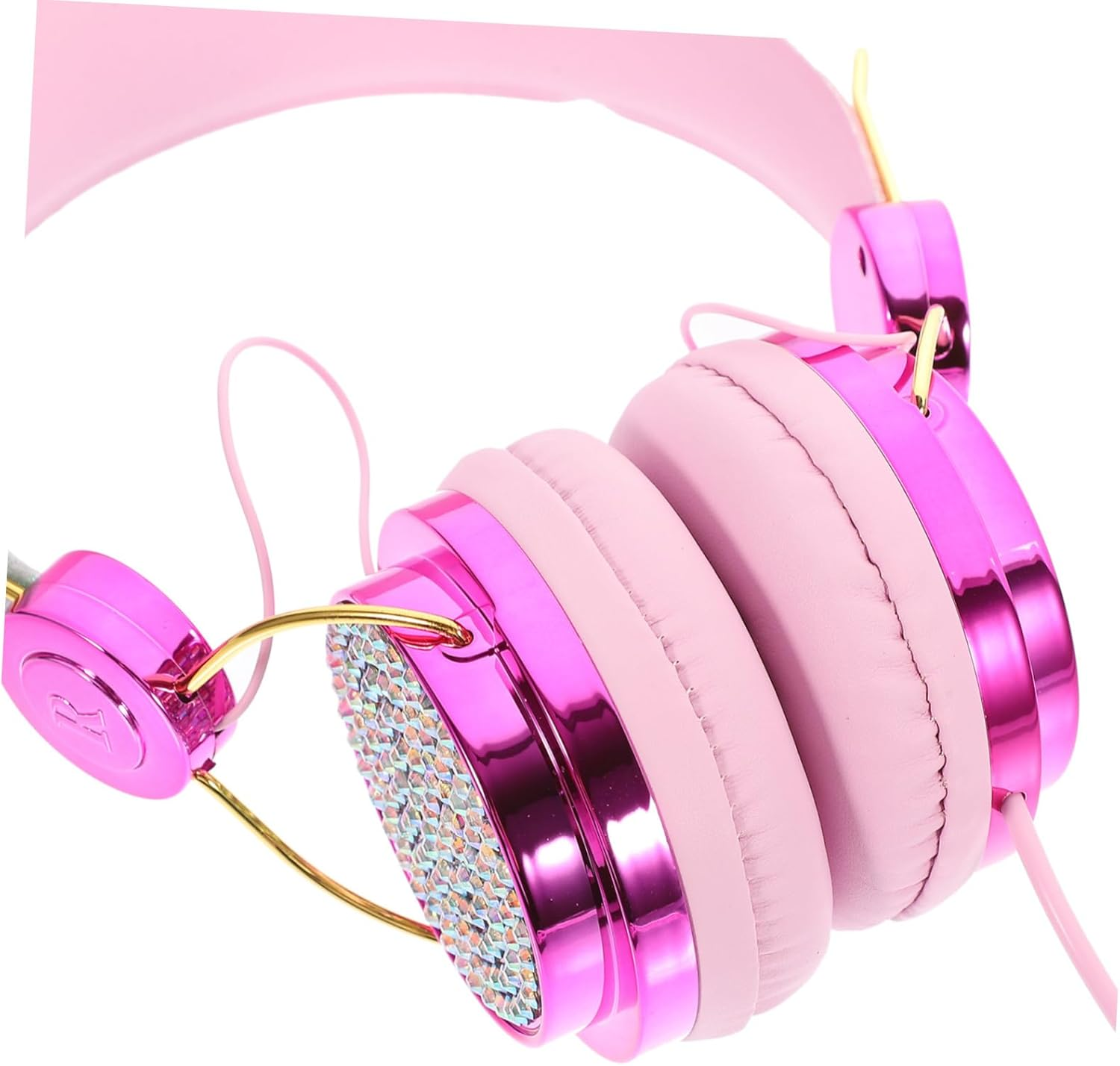 SHINEOFI over Ear Headphones with Mic Adjustable Headband Volume Limit Safe Stereo Headset for Boys Compatible with Laptop Phone Tablet Rose Gold Unicorn Design image number 6