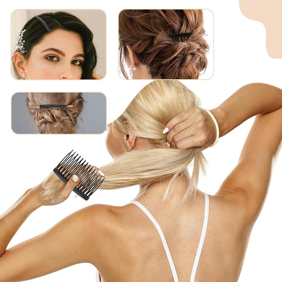 ZEPIQOR Pack of 12 Hair Combs for Clips, French Side Combs, Plastic Side Hair Twine Decorative Comb with Teeth, Hair Combs, Hair Clips, Accessories for Women, Bridal, Wedding Veil, Girls