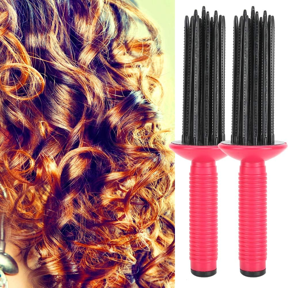 2Pcs Hair Curler, Curling Comb, Hair Fluffy Curling Roll for Curly Hair Comb anti Slip Curling Wand Hairstyling Tools Curling Wand for Women image number 4