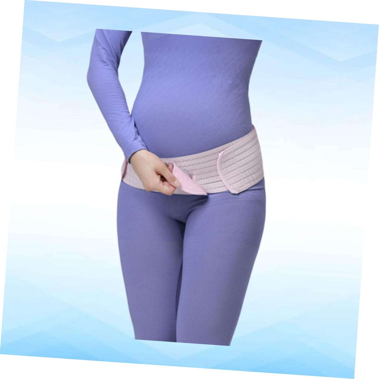 Pregnant Women Belt Dual Layer Breathable Abdominal Support Band Postpartum Pelvic Waist Care Maternity Belly Band Pink Free Size image number 3