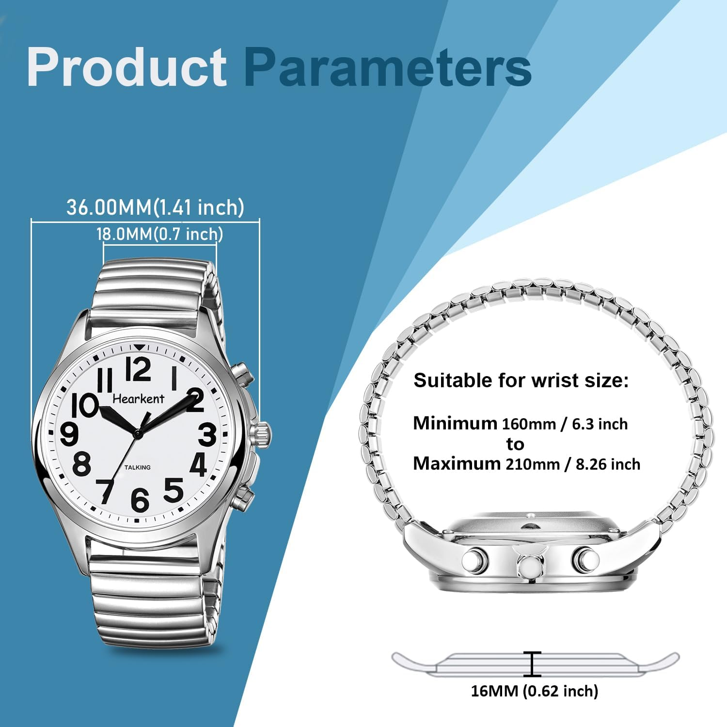 Talking Watch for Seniors Women, Women'S Wrist Watches with Jumbo Numbers, Loud Clear English Speaking Watch for Blind Visually Impaired or Elderly image number 3