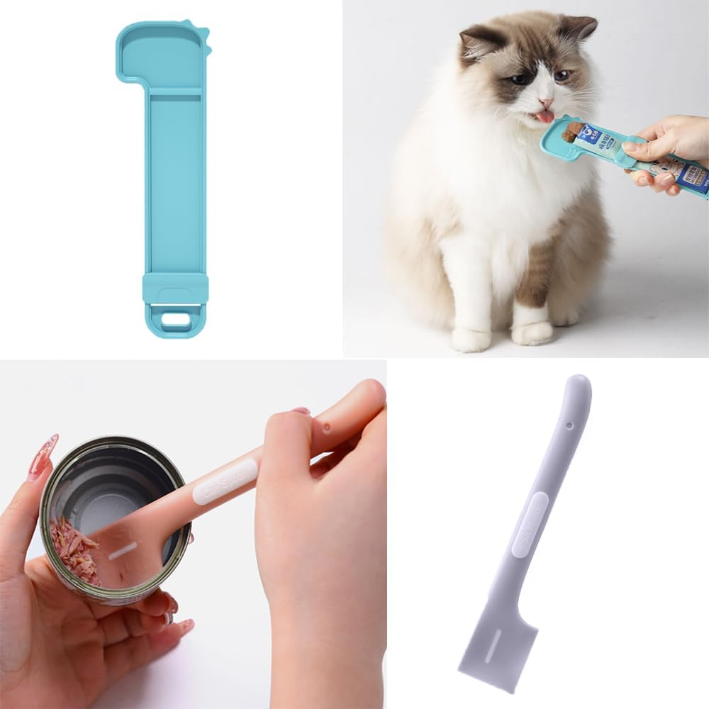 3 Pack Creamy Cat Treats Spoon Lickable Cat Strip Feeder Squeeze up Cream Squeezable Puree Dispenser Holder for Wet Lickable Cats Treats Squeezable Creamy Pur&eacute;e Tubes Cats Topper image number 2