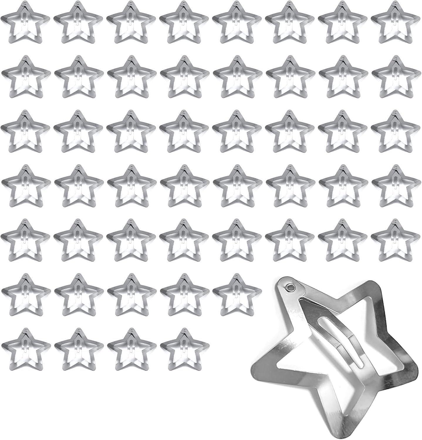 Star Hair Clips Silver, 50 Pcs Metal Star Snap Hair Clips Cute Stars Hairclips Small Barrettes Accessories Clip for Women Girls image number 4