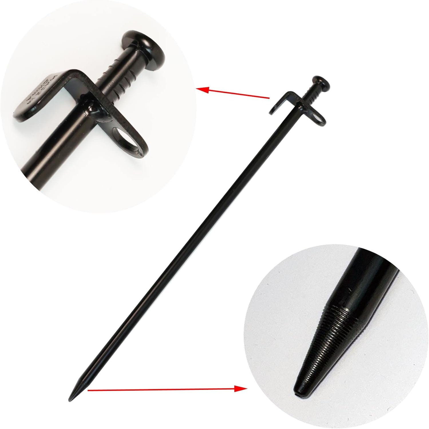 Youguobeier 8PCS Heavy Duty Steel Tent Pegs, 12 Inch Carbon Steel Tent Stakes with Hook and Pointed Tip, Silver image number 2