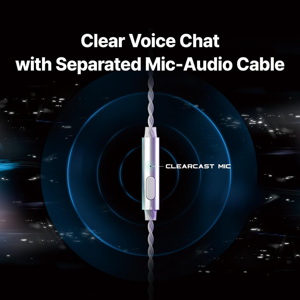 AZLA ARES Clear &ndash; Gaming Earbuds with Mic for FPS, Iems for Gaming &ndash; 1DD+1BA Dual Drivers, Detachable MMCX, Kevlar Cable &ndash; Headphones with Mic Compatible with PS5, Xbox, Nintendo Switch, PC image number 1