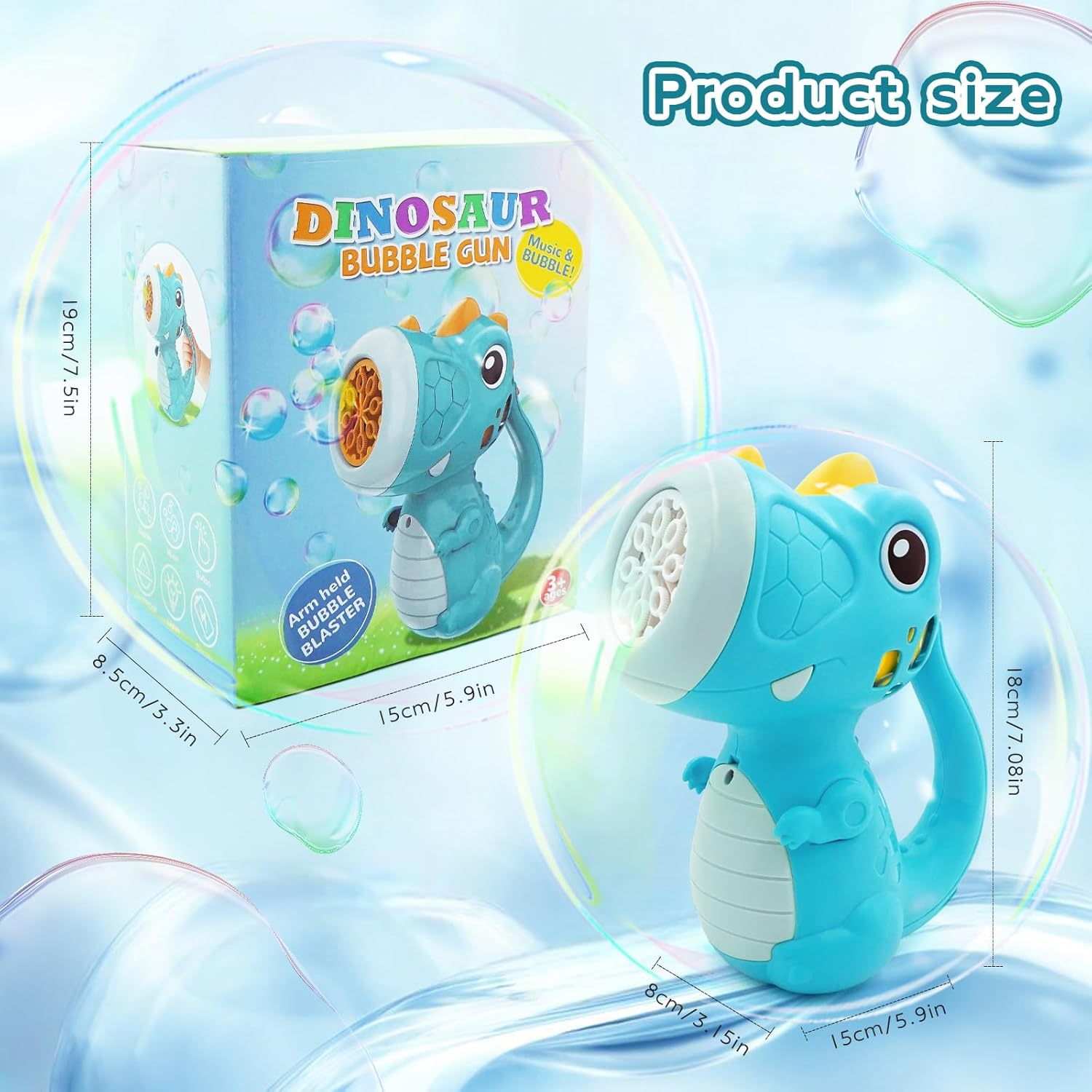 Dinosaur Bubble Machine for Kids Automatic Bubble Maker with Lights,5000+ Bubbles per Minute/Bubble Solution Included Best Summer Outdoor Dinosaur Bubble Toy for Kids Birthday Party Favors image number 2