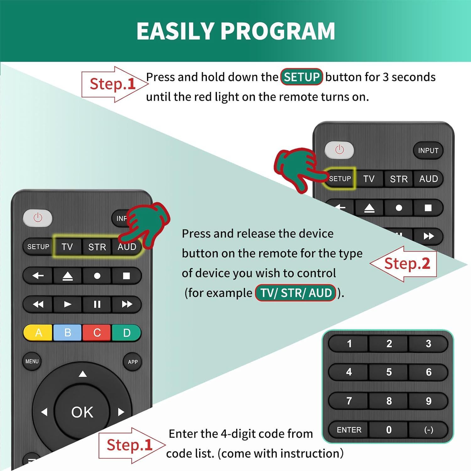 Universal TV Remote Control Replacement for Samsung-Lg-Sony,Philips,Hisense,Tcl,Insiginia,Toshiba,Emerson,Vizio,Roku Smart Tvs, Remote Simple Setup 3 Device(Tvs/Streaming Players/Audio) image number 4