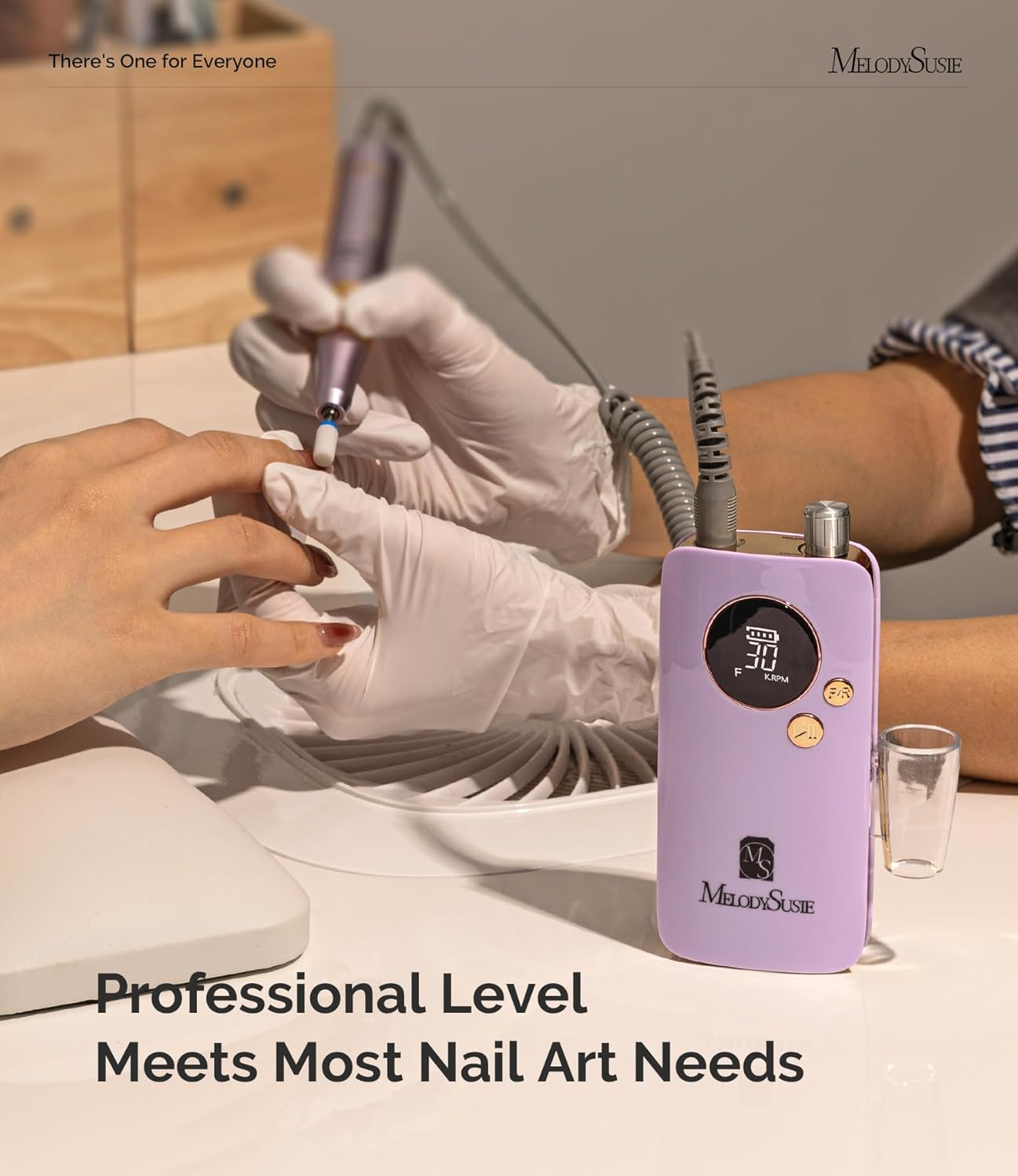 Melodysusie Portable Nail Drill 30000 Rpm,Professional Rechargeable Electric Nail File,Sc320F Cordless Nail E File for Acrylic Nails Gel Polishing Removing,Efile Nail Kit for Manicure Salon,Purple image number 6